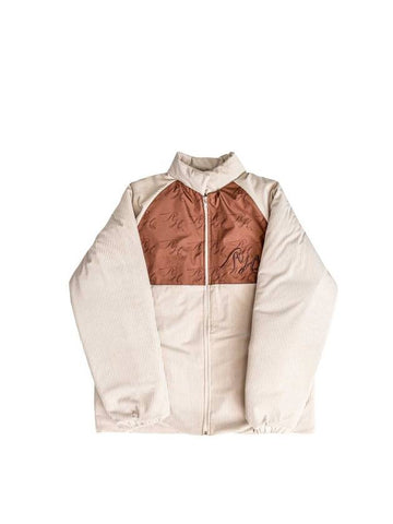 Textile Corduroy Jumper Zip-Up Jacket Beige - ASIHA - BALAAN 1