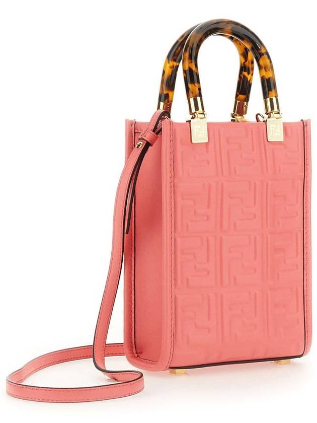 Sunshine FF Motif Small Leather Tote Bag Pink - FENDI - BALAAN 3