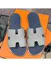 Men s Izmir Sandals Calfskin Absong Gray Navy - HERMES - BALAAN 3