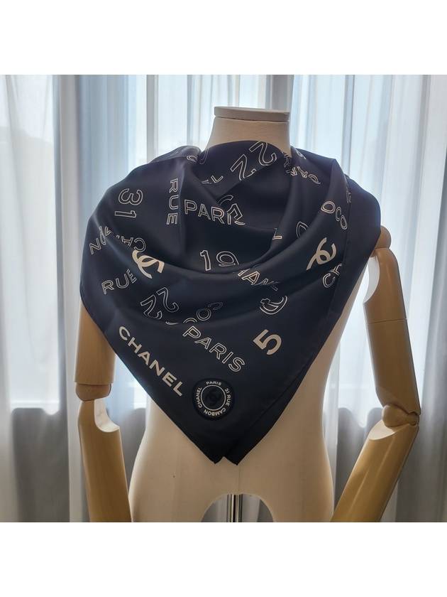 Velvet Logo Scarf Black and White - CHANEL - BALAAN 6