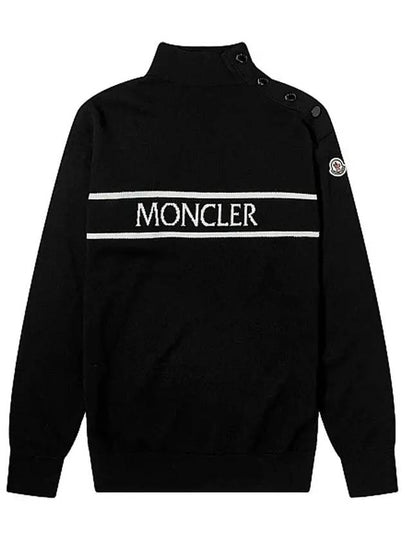 23FW logo line neck button knit black 9F000 11 M1131 999 - MONCLER - BALAAN 2