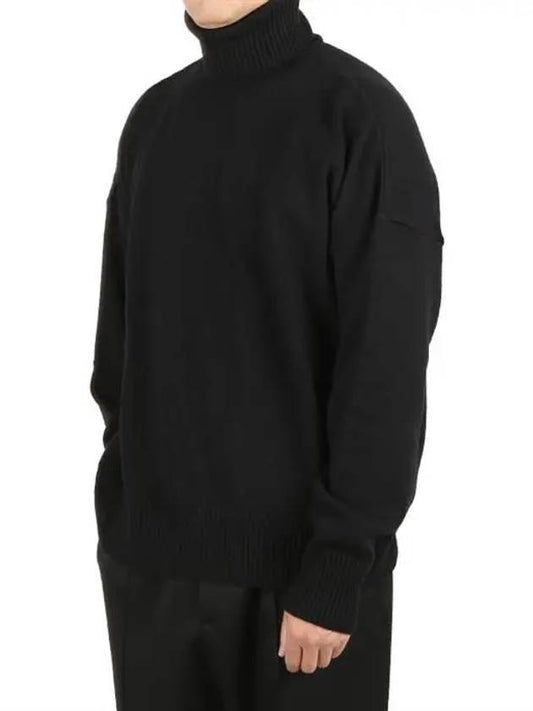 Oversized Fit Cashmere Wool Turtleneck Black - AMI - BALAAN 2