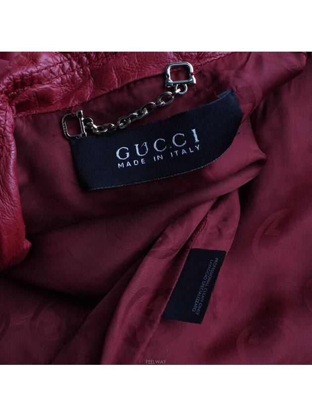 Three strip chain red leather jacket Domestic 44 - GUCCI - BALAAN 3