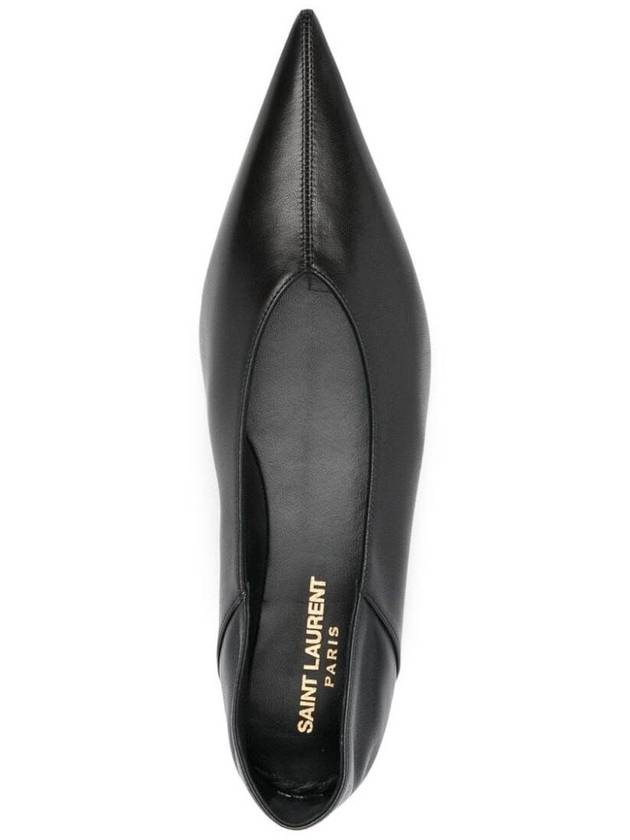 Point Toe Leather Flats Black - SAINT LAURENT - BALAAN 10