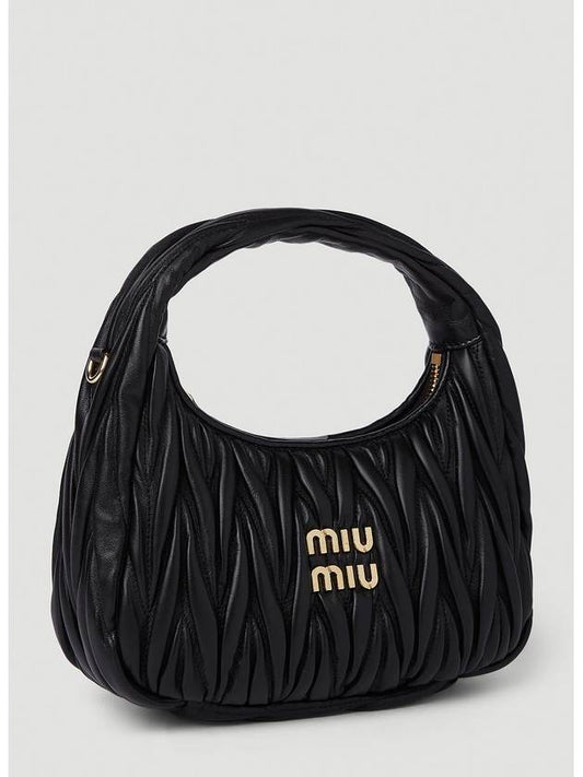 Wander Materasse Nappa Leather Mini Hobo Tote Bag Black - MIU MIU - BALAAN 1