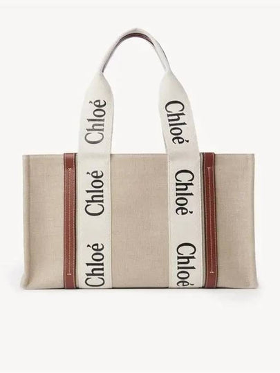 Woody Canvas Medium Tote Bag Brown - CHLOE - BALAAN 2