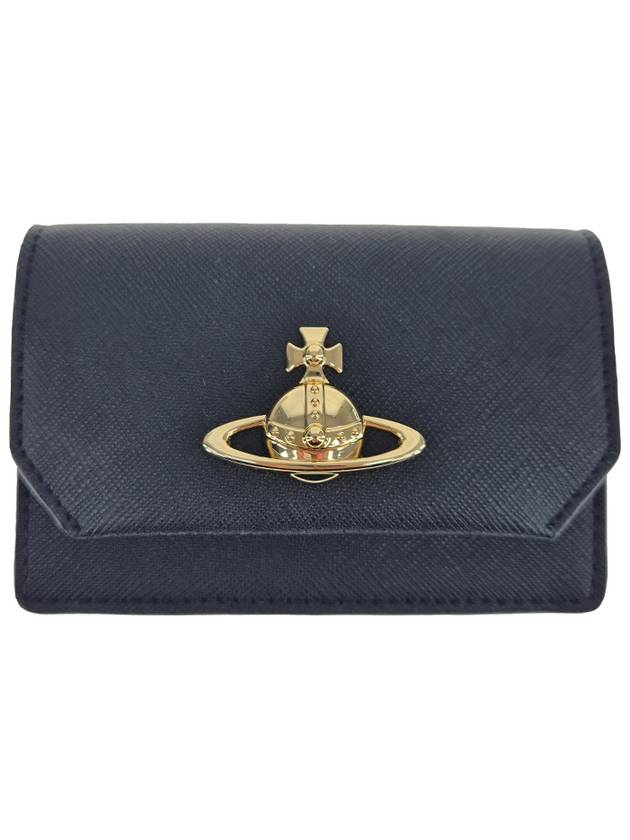 ORB Logo Saffiano Card Wallet Black - VIVIENNE WESTWOOD - BALAAN 2