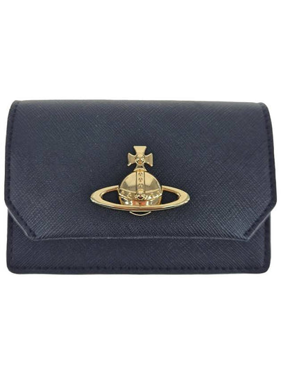 ORB Logo Saffiano Card Wallet Black - VIVIENNE WESTWOOD - BALAAN 2