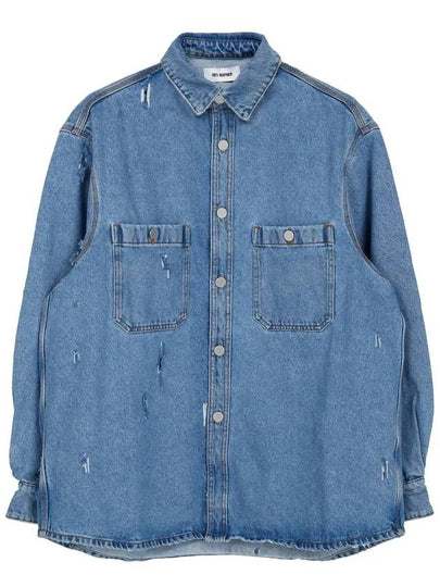 Distressed effect denim long sleeve shirt blue - HED MAYNER - BALAAN 2