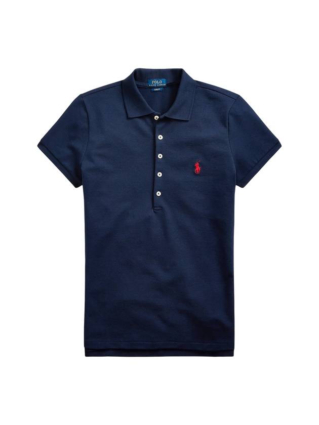 Embroidered Pony Logo Slim Fit Short Sleeve Polo Shirt Navy - POLO RALPH LAUREN - BALAAN 1