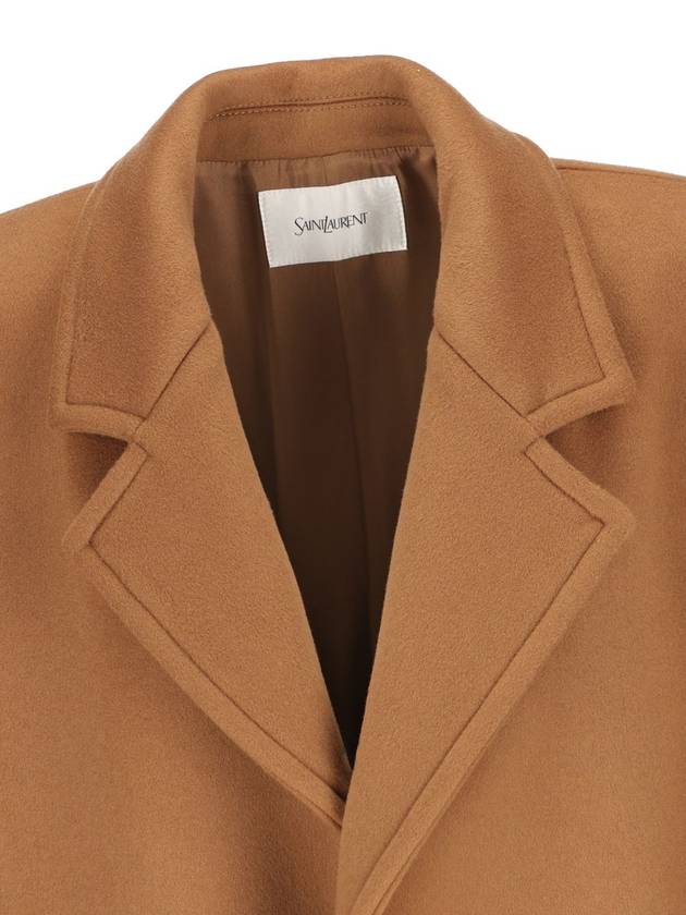 Short Wool Single Coat Camel - SAINT LAURENT - BALAAN 4