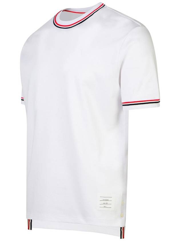 RWB Trimmed Cotton Short Sleeve T-Shirt White - THOM BROWNE - BALAAN 3