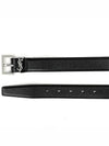 Grained Leather Silver Monogram Belt Black - SAINT LAURENT - BALAAN 3