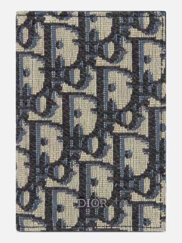 Vertical Half Card Holder Beige And Black  Oblique Jacquard - DIOR - BALAAN 3