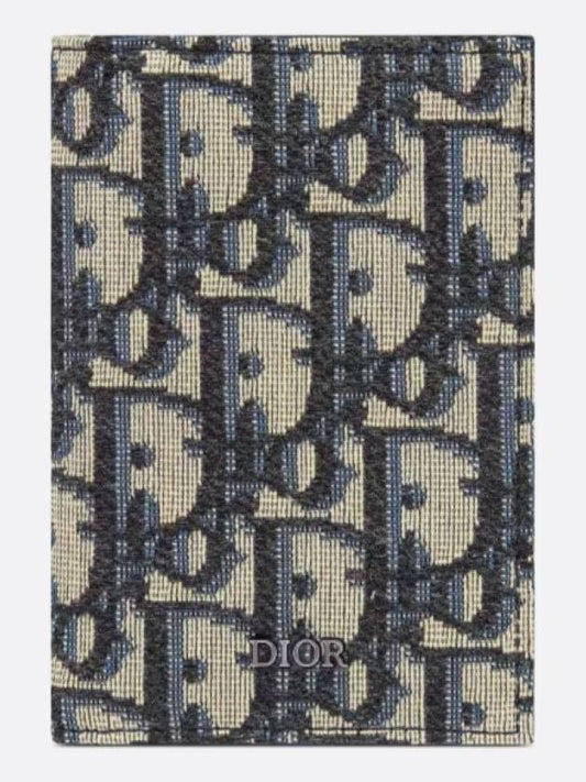 Vertical Half Card Holder Beige And Black  Oblique Jacquard - DIOR - BALAAN 2