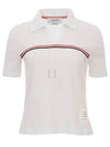 Three Stripes High Twist Rib Polo Shirt White - THOM BROWNE - BALAAN 2