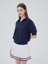 Rookie open collar neck quick dry t shirt NAVY - MONBIRDIE GOLF - BALAAN 3