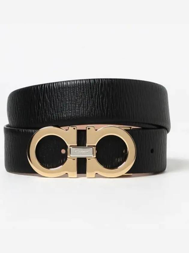 Reversible Gancini Leather Belt Black - SALVATORE FERRAGAMO - BALAAN 2