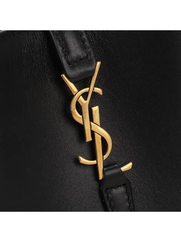 Le 37 Signature Logo Shiny Leather Small Bucket Bag Black - SAINT LAURENT - BALAAN 6