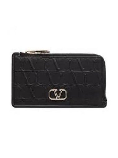 Toile Iconographe Zipper Card Wallet Black - VALENTINO - BALAAN 1