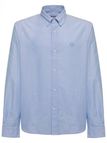 Tiger Crest Long Sleeve Shirt Light Blue - KENZO - BALAAN 1