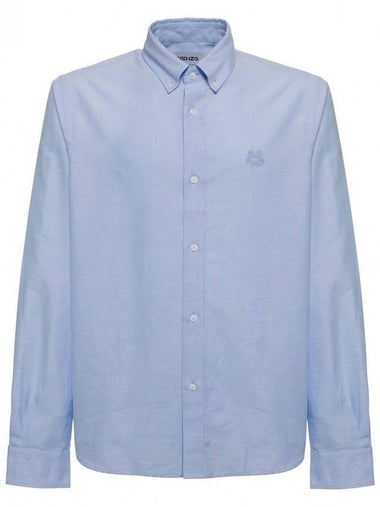 Tiger Crest Long Sleeve Shirt Light Blue - KENZO - BALAAN 1