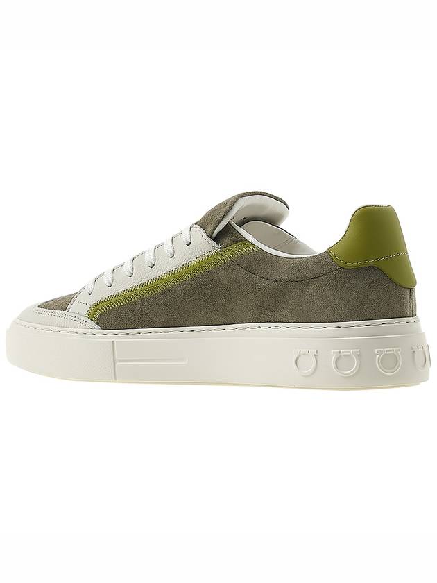 Gancini logo patch sneakers BORG5 OLIVO BUS SUEDE 0757669 - SALVATORE FERRAGAMO - BALAAN 3