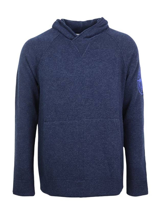 Geelong Wool Embroidery Knit Hoodie Navy - STONE ISLAND - BALAAN 2