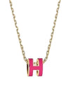 Mini Pop-Ache H Pendant Gold Necklace Rose Extreme - HERMES - BALAAN.