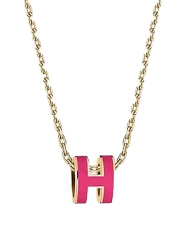 Mini Pop-Ache H Pendant Gold Necklace Rose Extreme - HERMES - BALAAN.
