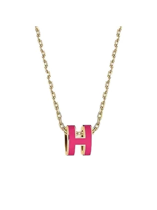 Mini Pop-Ache H Pendant Gold Necklace Rose Extreme - HERMES - BALAAN.