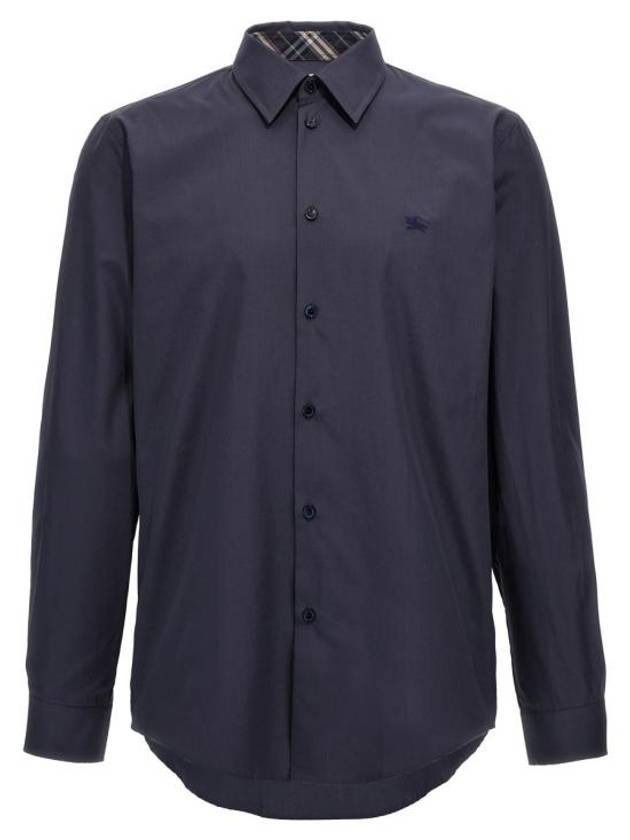 Slim Fit Cotton Long Sleeve Shirt Indigo - BURBERRY - BALAAN 2