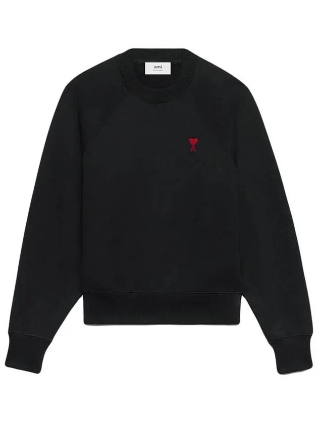 Small Heart Logo Sweatshirt Black - AMI - BALAAN 3