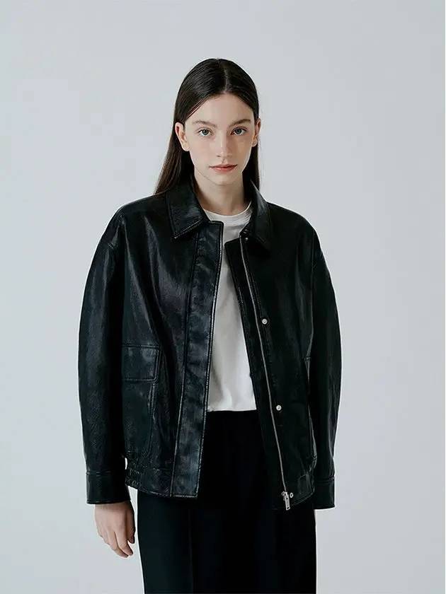 Semi Overfit Leather Blouson Jumper Black - PINBLACK - BALAAN 1