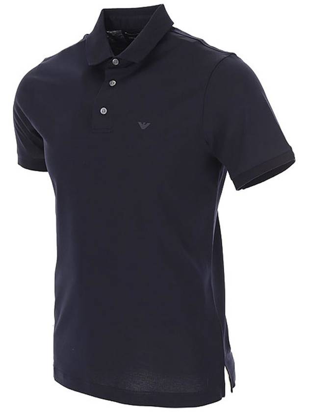 Logo Tencel Blended Jersey Polo Short Sleeve Polo Shirt Navy Blue - EMPORIO ARMANI - BALAAN 3