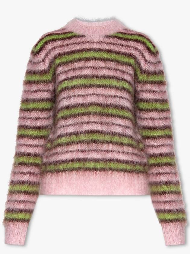 Women's Striped Mohair Crew Neck Knit Top Pink - MARNI - BALAAN 2