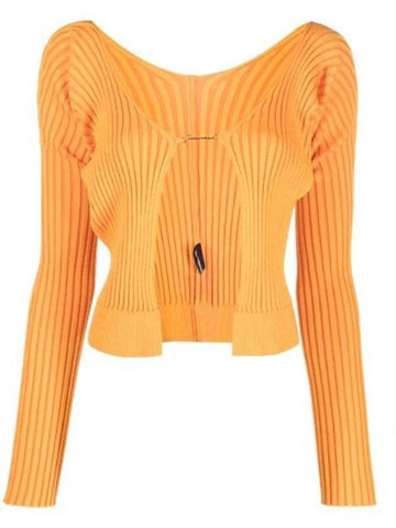 Praru Logo Closure Seamless Open Cardigan Light Orange - JACQUEMUS - BALAAN.