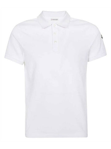 Neck Logo Patch Print Polo Shirt White - MONCLER - BALAAN 1