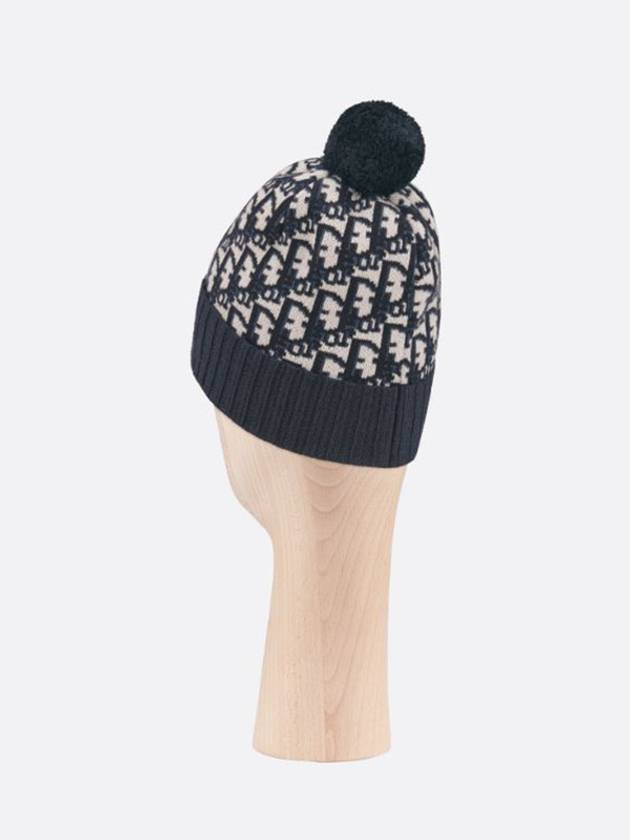 oblique pom pom beanie navy - DIOR - BALAAN.