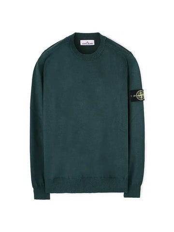 Logo Patch Knit Top Dark Green - STONE ISLAND - BALAAN 1