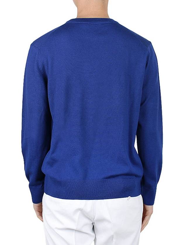 Fox Head Patch Regular Round Neck Pullover Knit Top Blue - MAISON KITSUNE - BALAAN 5