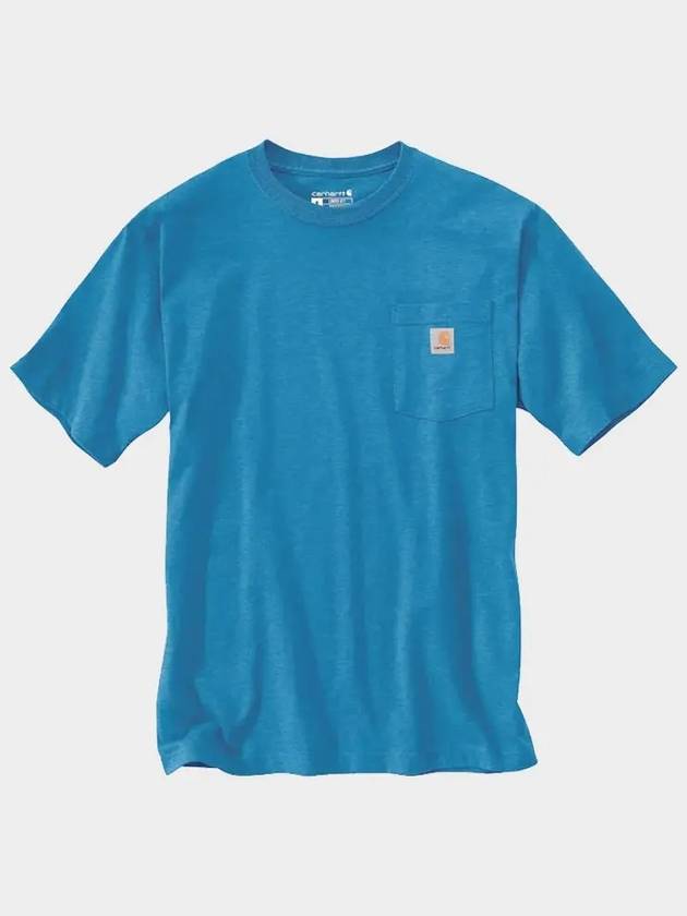 Pocket short sleeve t shirt marine blue header K87 H72 - CARHARTT - BALAAN 5