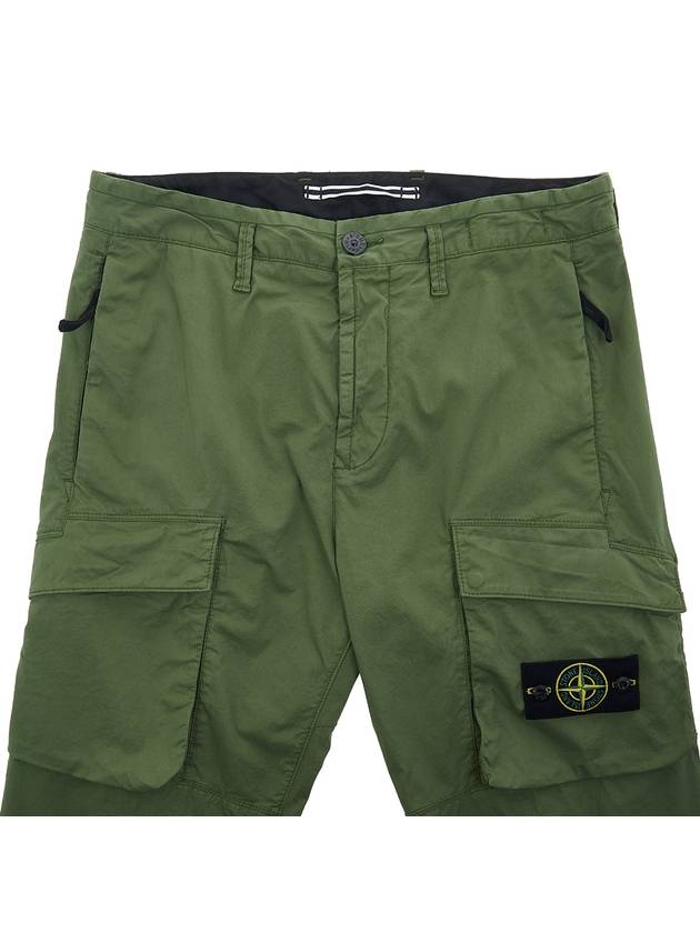 Supima Cotton Twill Stretch Cargo Pants Olive Green - STONE ISLAND - BALAAN 4