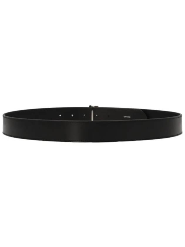 Logo Decorated Leather Belt Black - TOM FORD - BALAAN 3