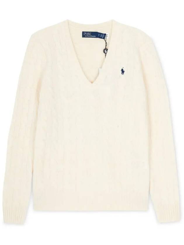 Kimberly Embroidered Logo Pony Cable Knit Top Cream - POLO RALPH LAUREN - BALAAN 4