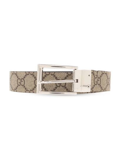 Rectangular Buckle Reversible Leather Belt Beige Brown - GUCCI - BALAAN 2