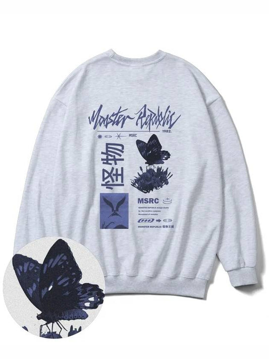 Fly Blue Overfit Sweatshirt Melange Gray - MONSTER REPUBLIC - BALAAN 2
