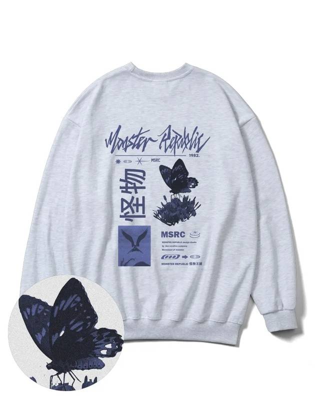 Fly Blue Overfit Sweatshirt Melange Gray - MONSTER REPUBLIC - BALAAN 4