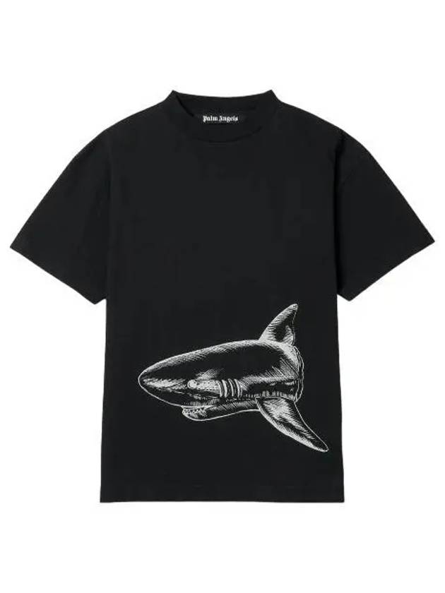 Broken Shark Classic Short Sleeve T Shirt Black Off White Tee - PALM ANGELS - BALAAN 1