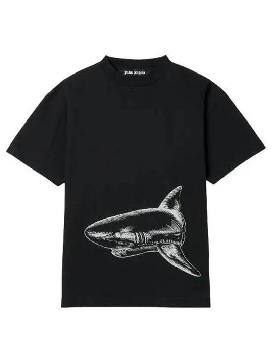 Broken Shark Classic Short Sleeve T Shirt Black Off White Tee - PALM ANGELS - BALAAN 1